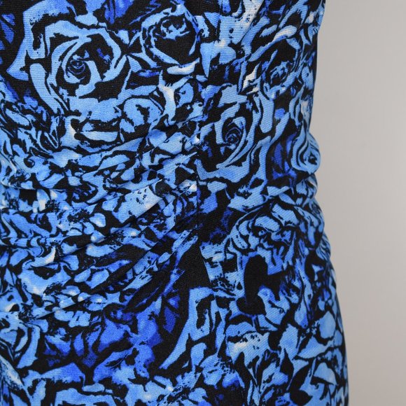 Cable & Gauge Women Floral Draped Neck Mesh Top Size Small Blue Lightweight - Picture 3 of 8